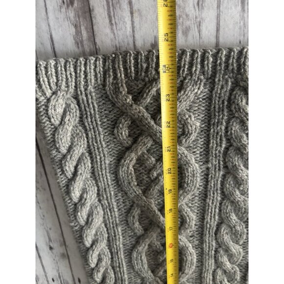 Lands End Cable Knit Wool Fisherman Sweater Grey Heavy Womens Medium - Picture 9 of 11